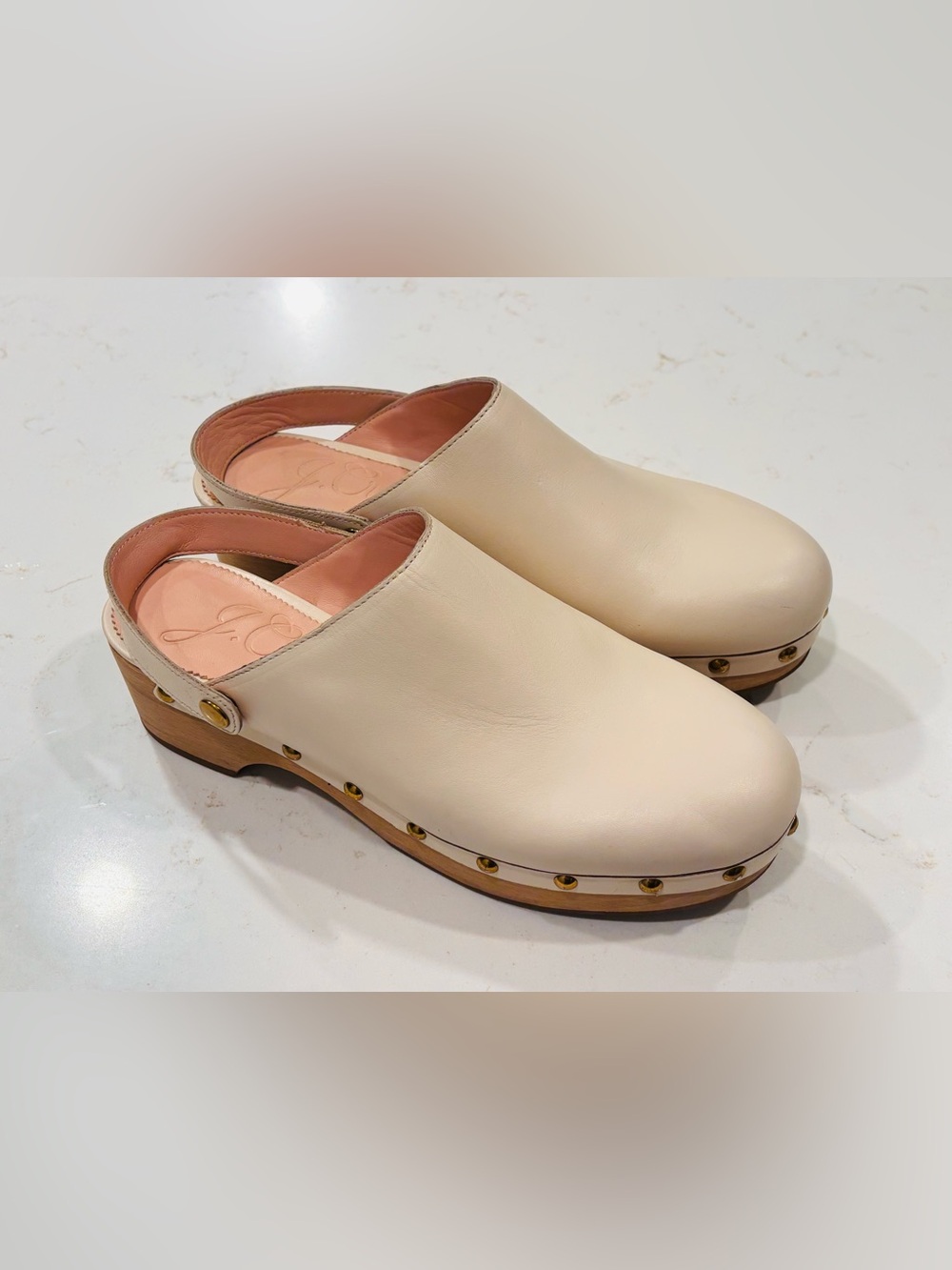 J. Crew Leather Clogs Bone size 8.5 Studded